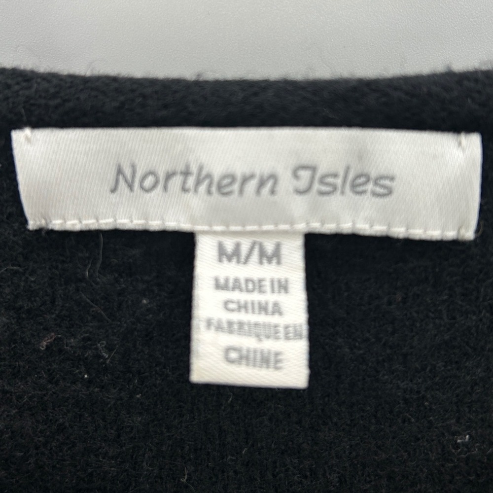 Northern Isles Wool Black Floral Embroidered Zip Up Cardigan Sweater Women Med - Picture 4 of 8